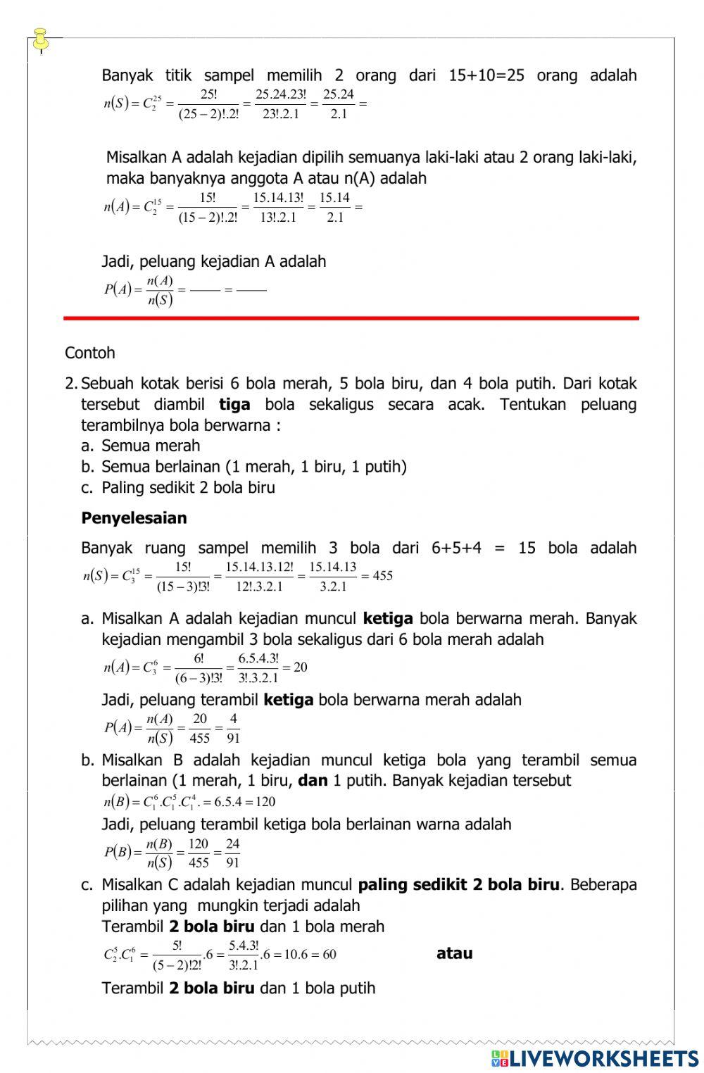 Peluang dengan Kombinasi