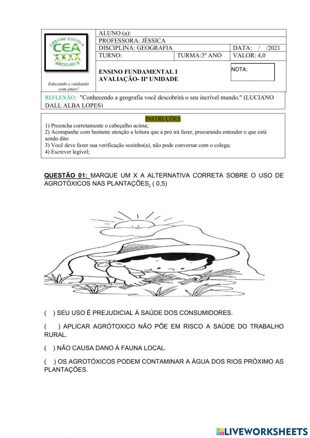 Avaliação de geografia