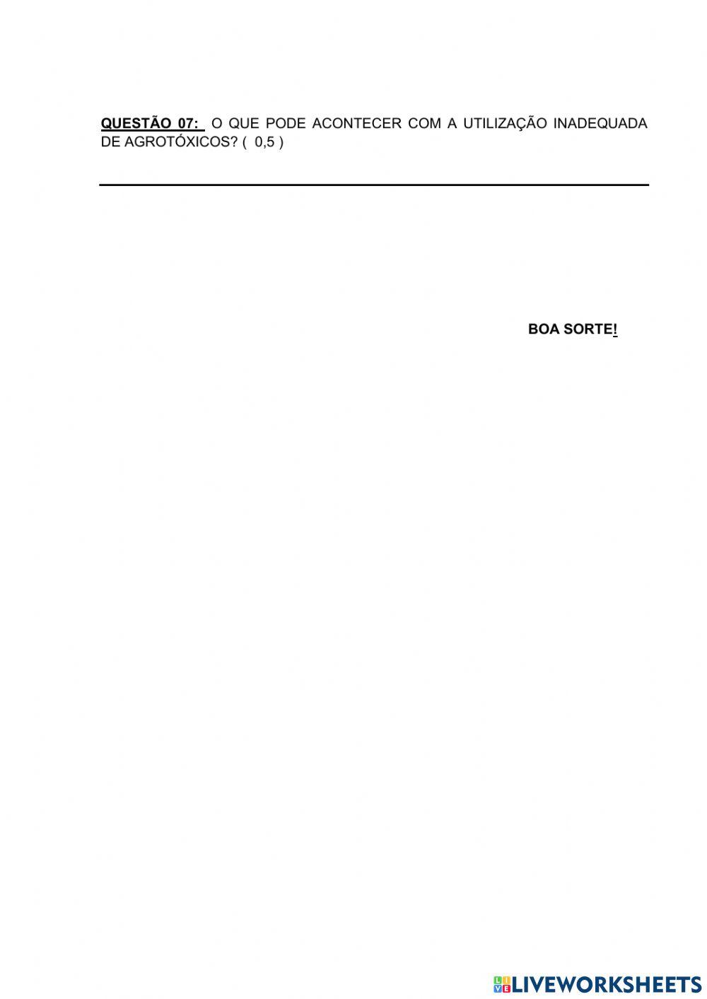 Avaliação de geografia