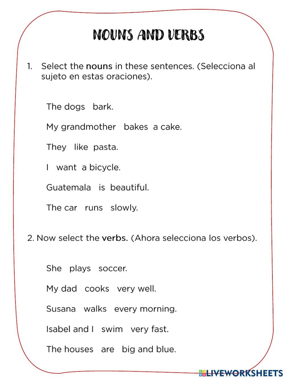 Nouns and verbs