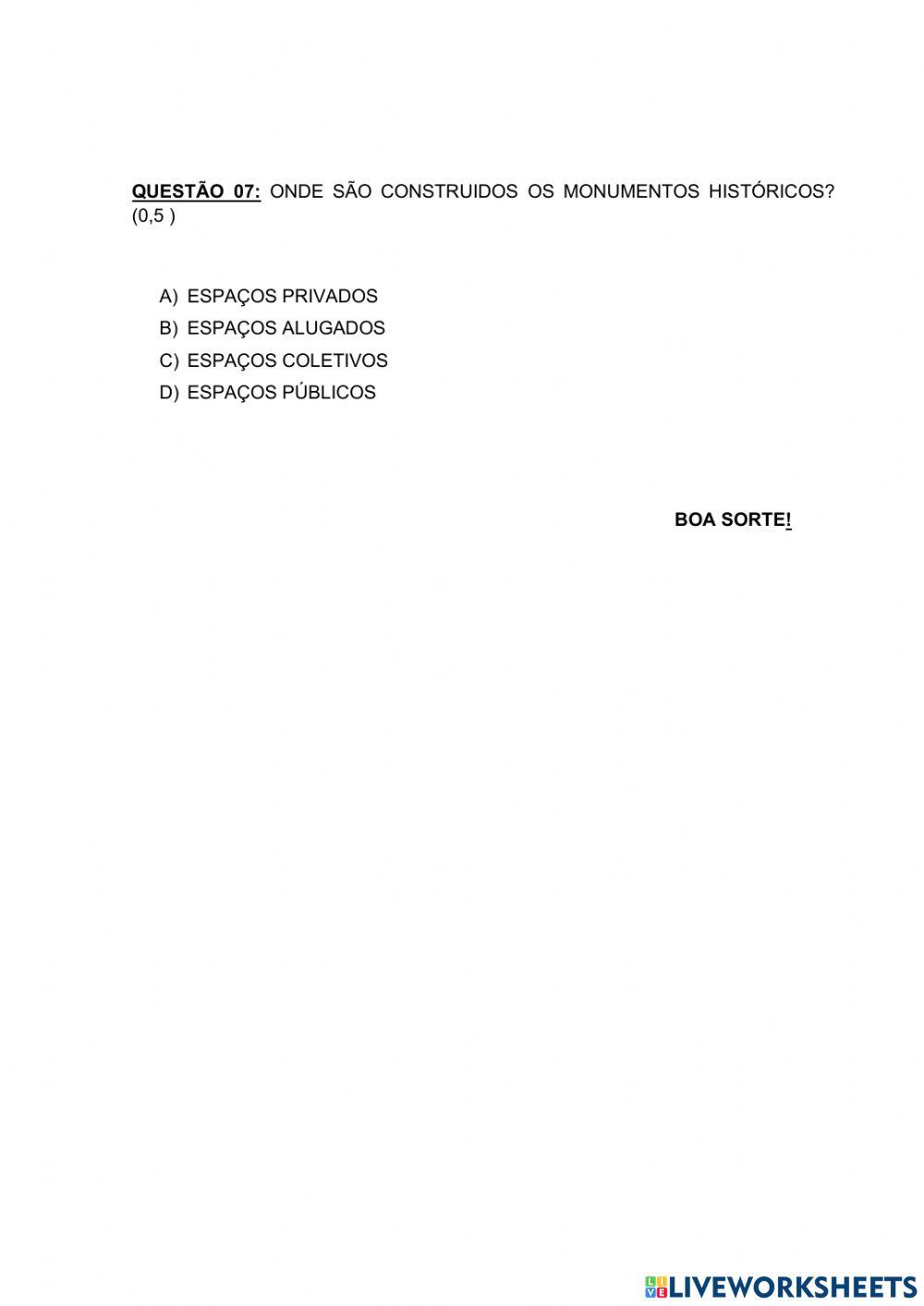 Avaliação de história