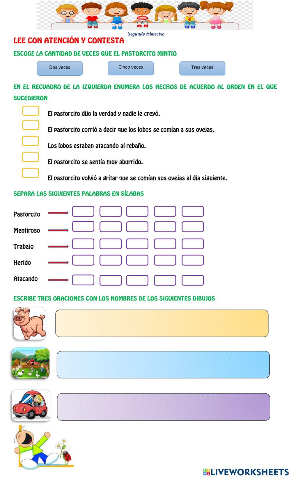 Evaluación 2º trimestre Lenguaje