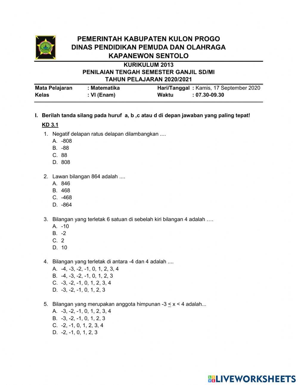 PTS Gasal 2020-2021 MATEMATIKA