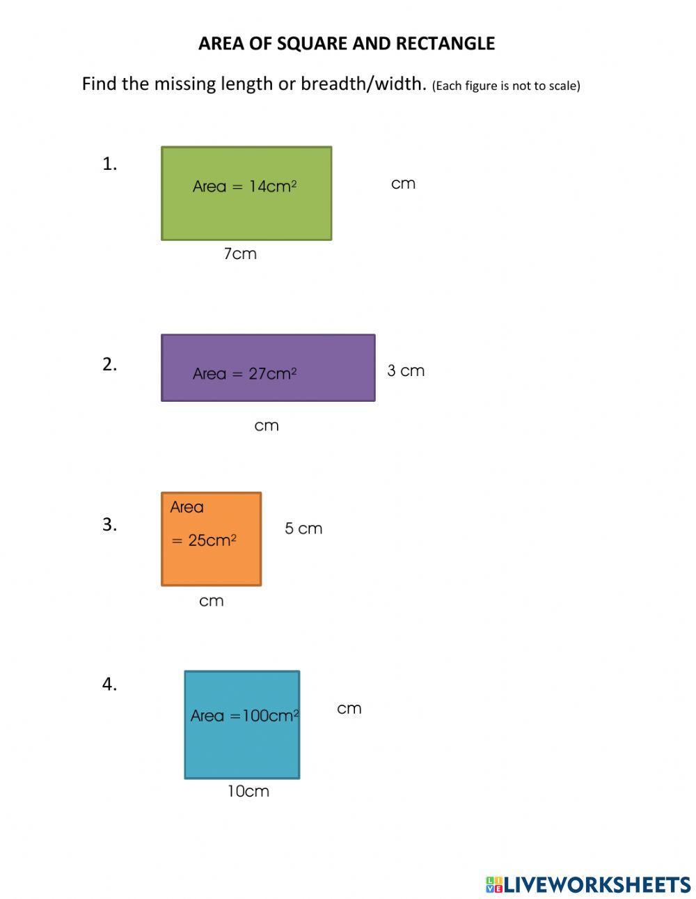 Area of square and rectangle Juzielee Live