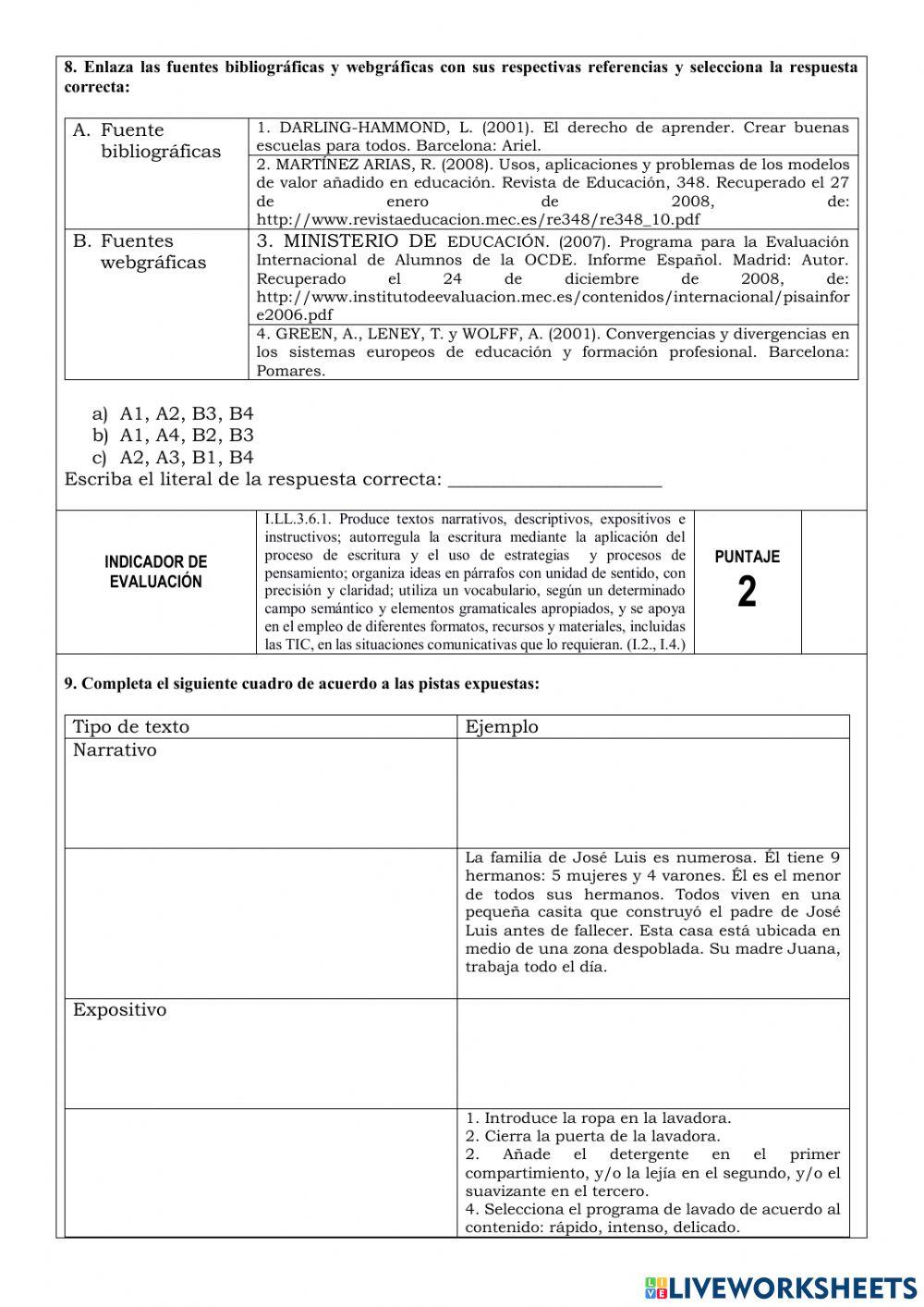 Diagnóstico Lengua y Literatura 10mo de EGB