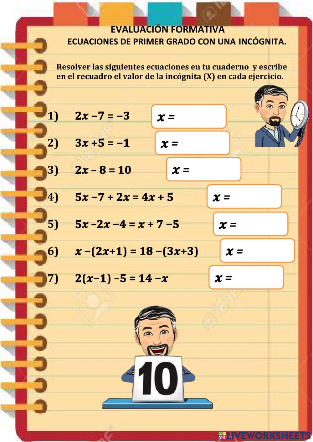 Evaluación de ecuaciones