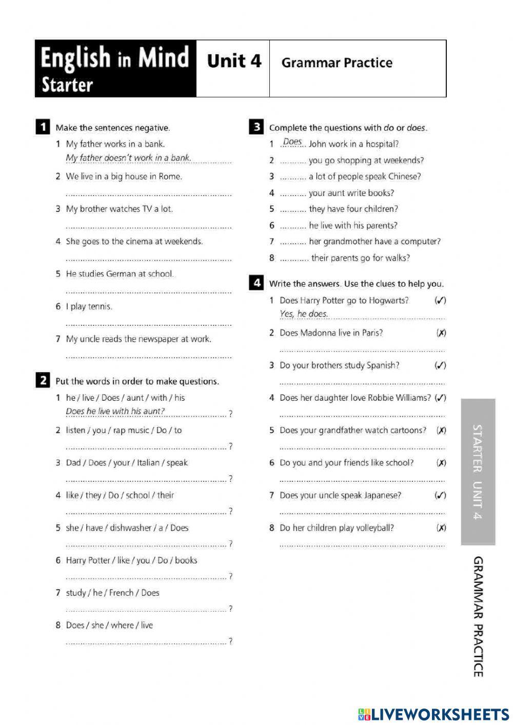 Do does interactive activity | Live Worksheets