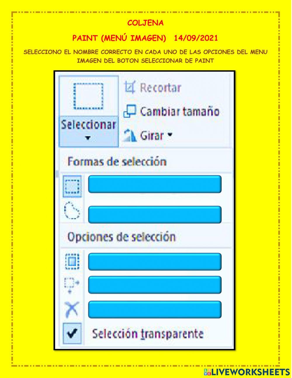 Menú imagen boton seleccionar