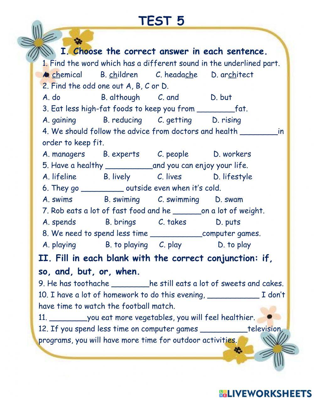 Test 5 - Unit 2 - 15-minute Test