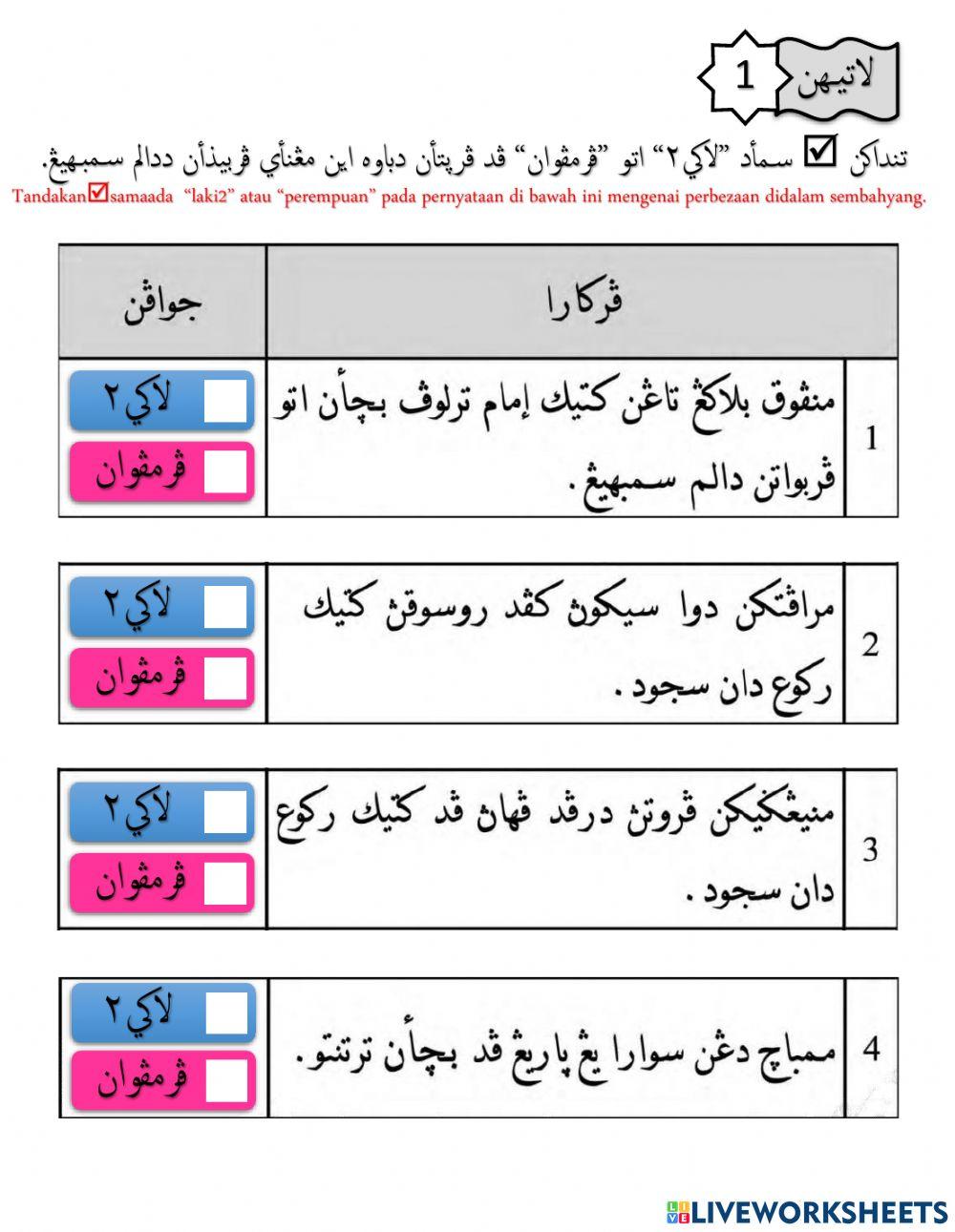 Perbezaan laki2 dan perempuan dalam sembahyang
