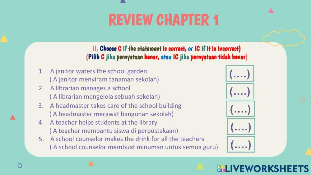 Review chapter 1-she is a librarian