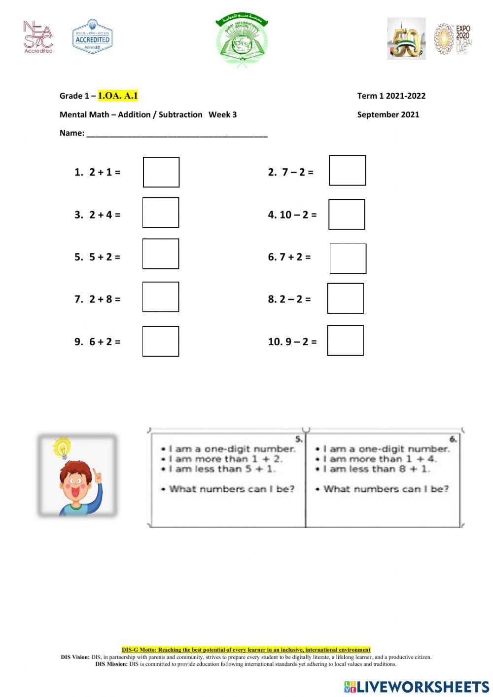 5164250 | Mental Math Grade 1 | Lime0827