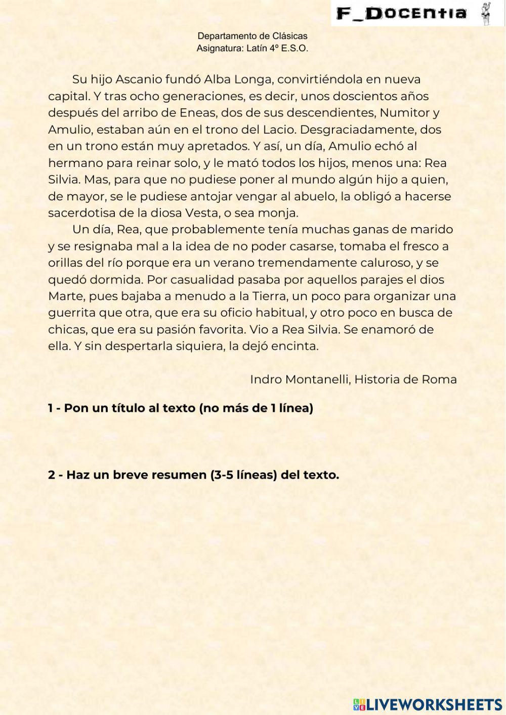 Evaluación Inicial Latín 4º ESO