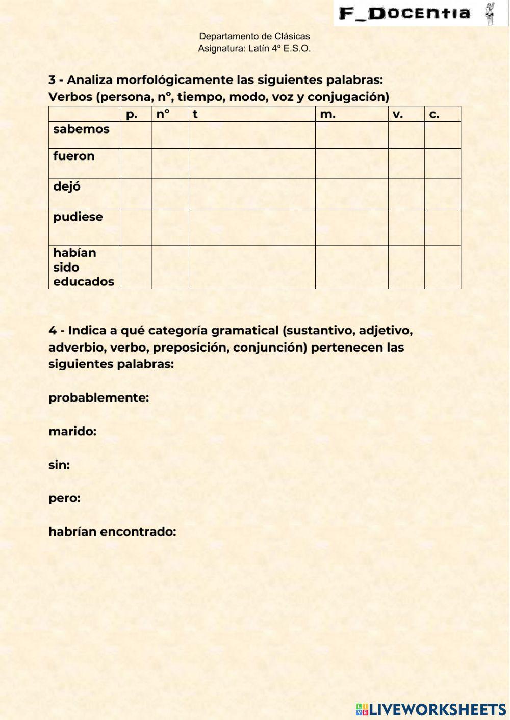 Evaluación Inicial Latín 4º ESO