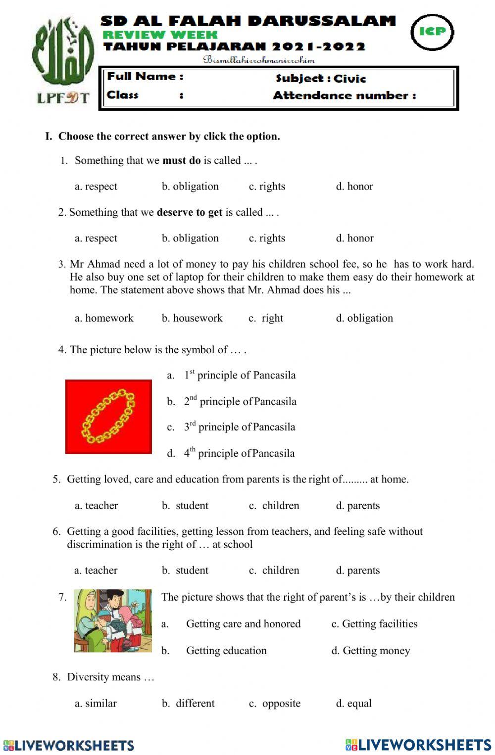 Review civic worksheet | Live Worksheets