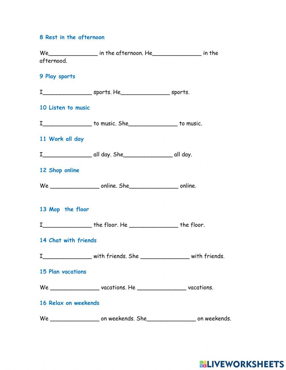 Present simple s conjugation