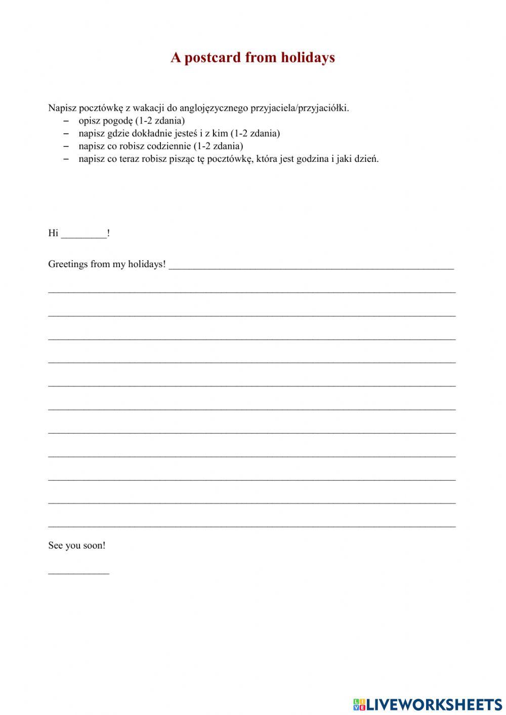 Postcard from holidays