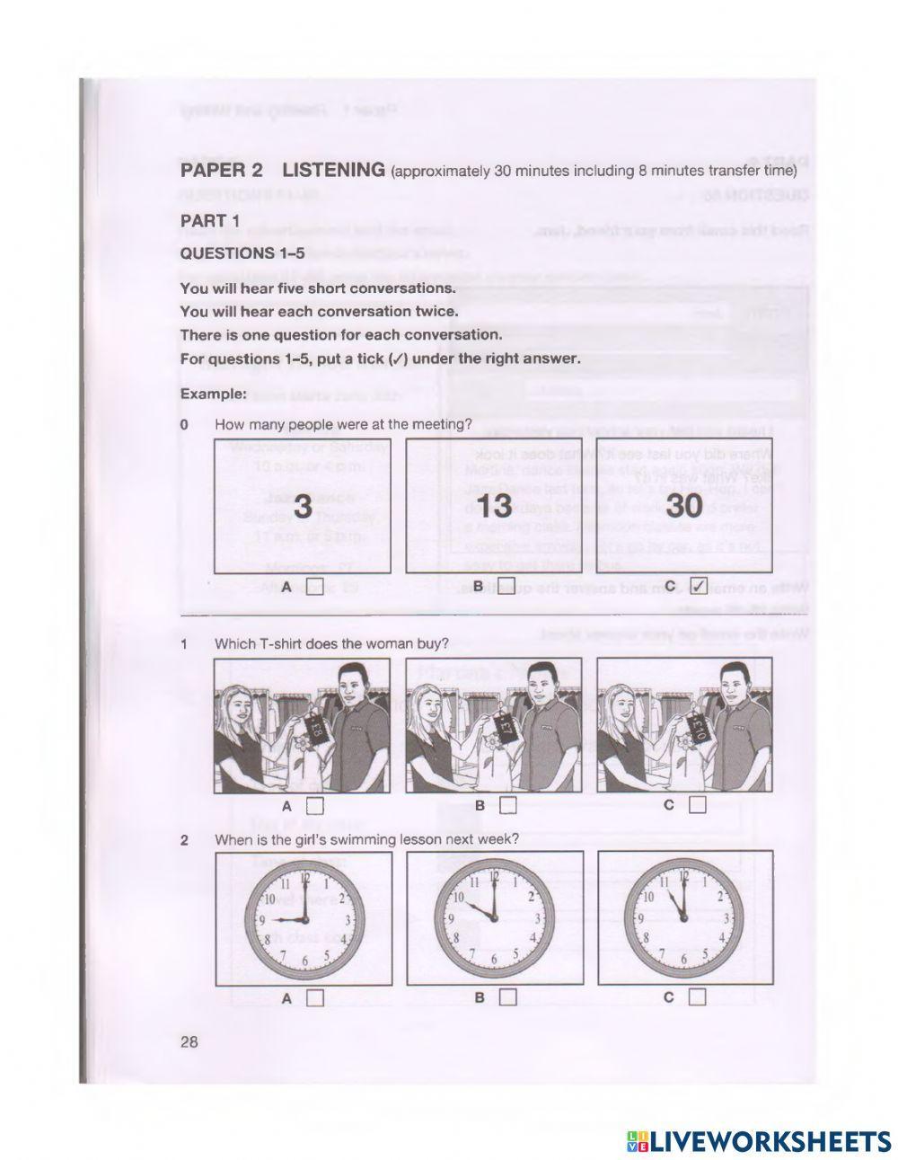 MID TEST - KET ADV -listening