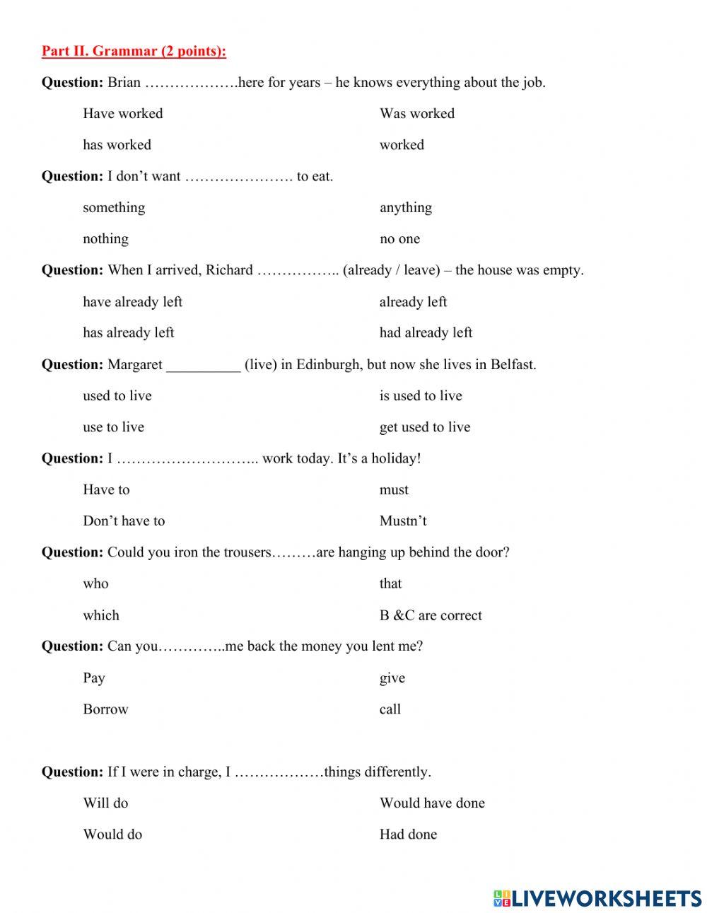Regular test 1 - English 3