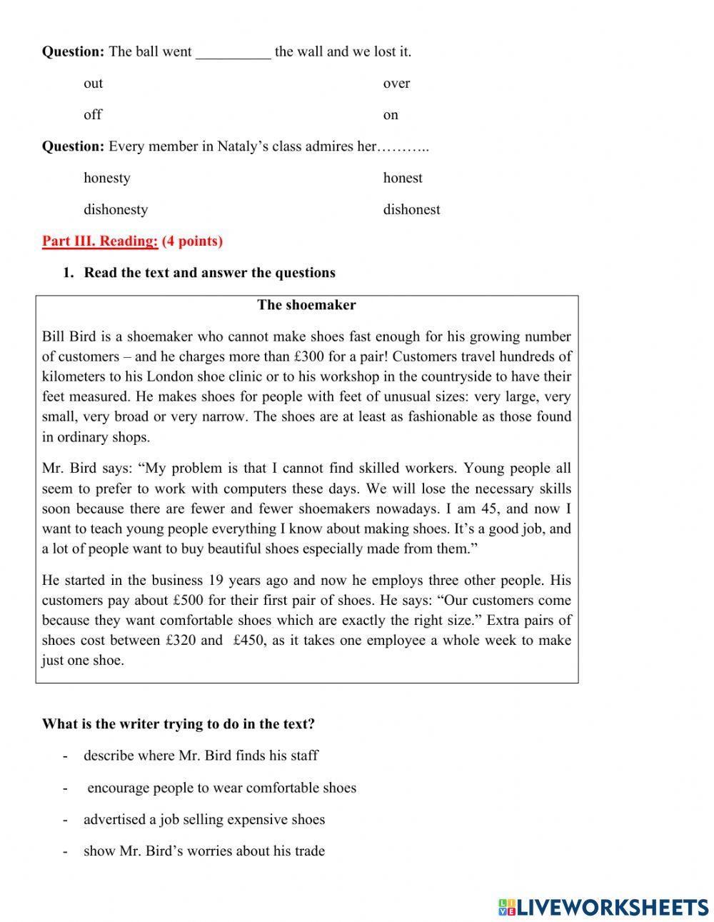 Regular test 1 - English 3