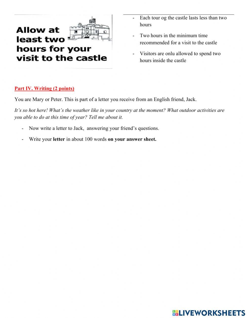 Regular test 1 - English 3