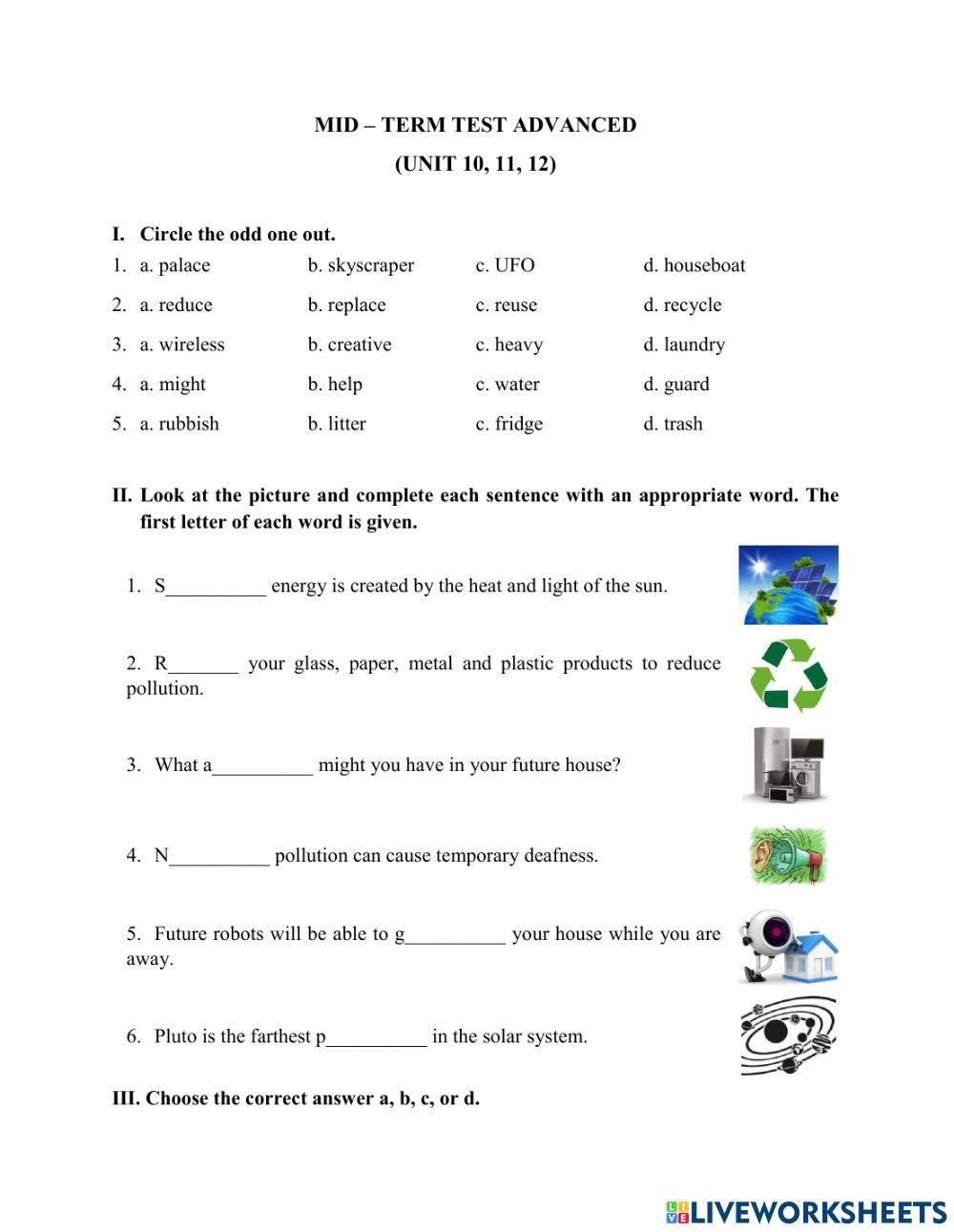 Mid - term test advanced 10 11 12