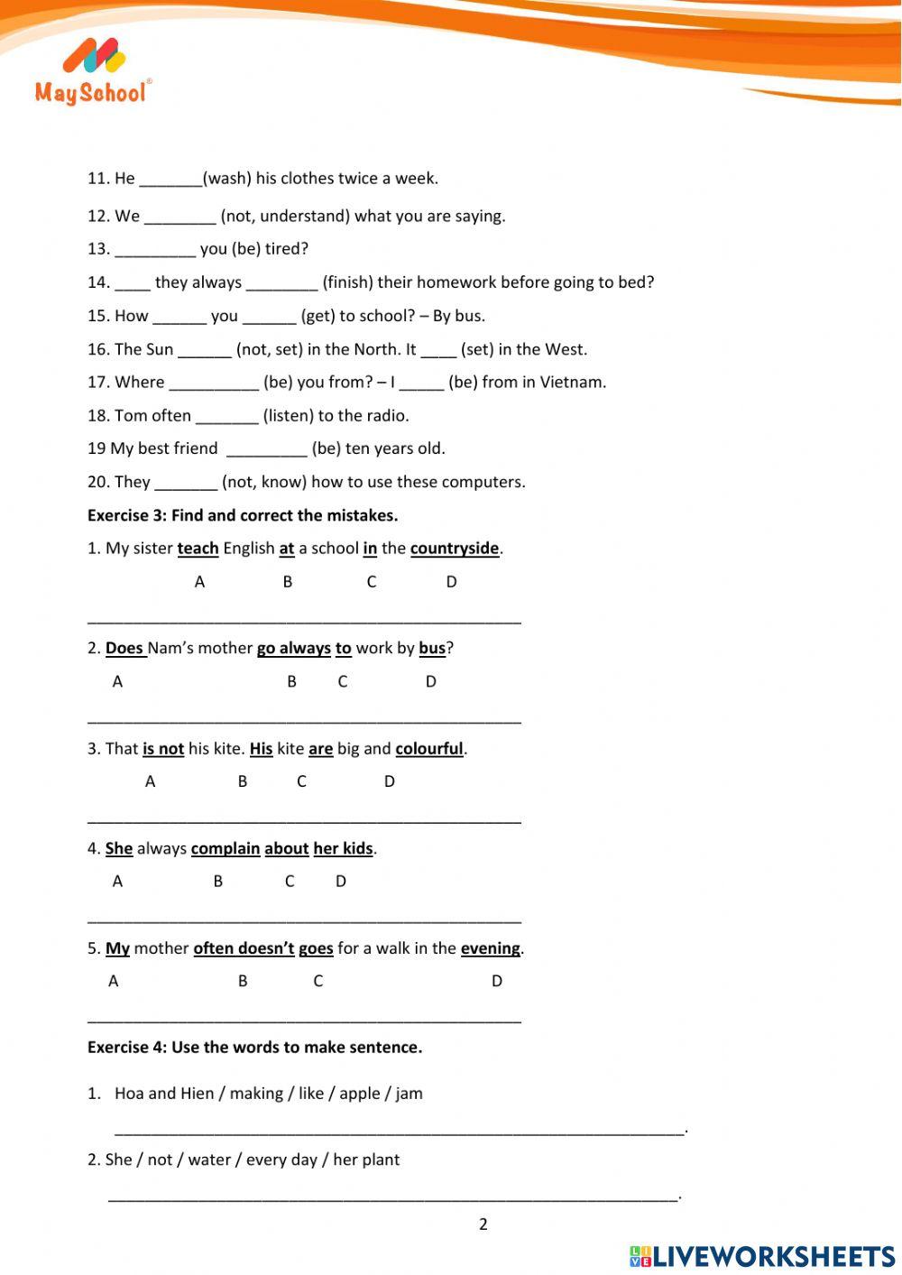 MA - GiU - Present Simple Test