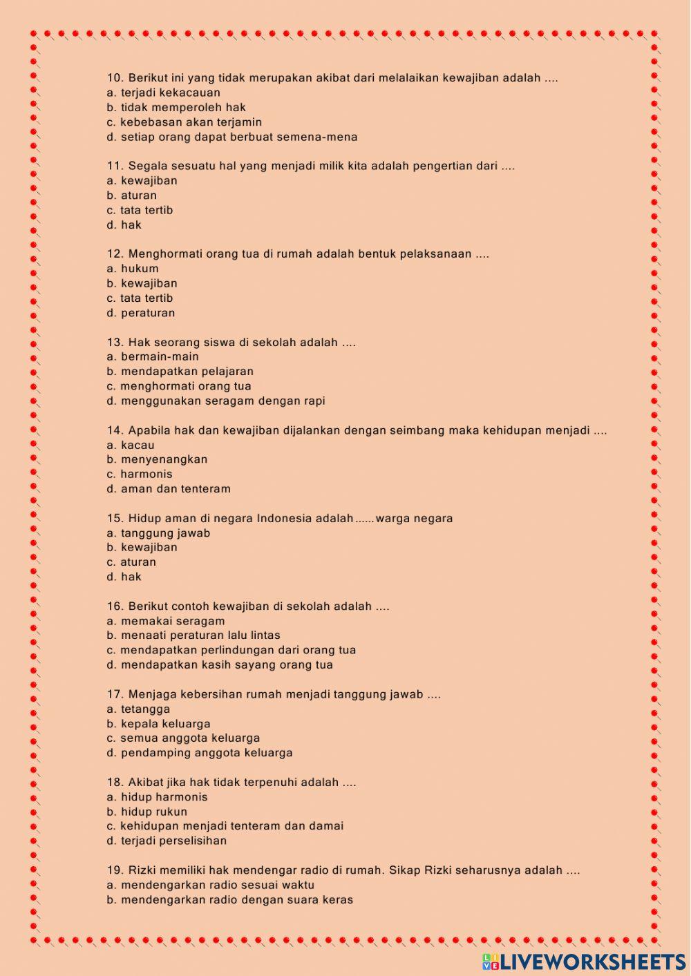 Latihan tema 3 mupel ppkn