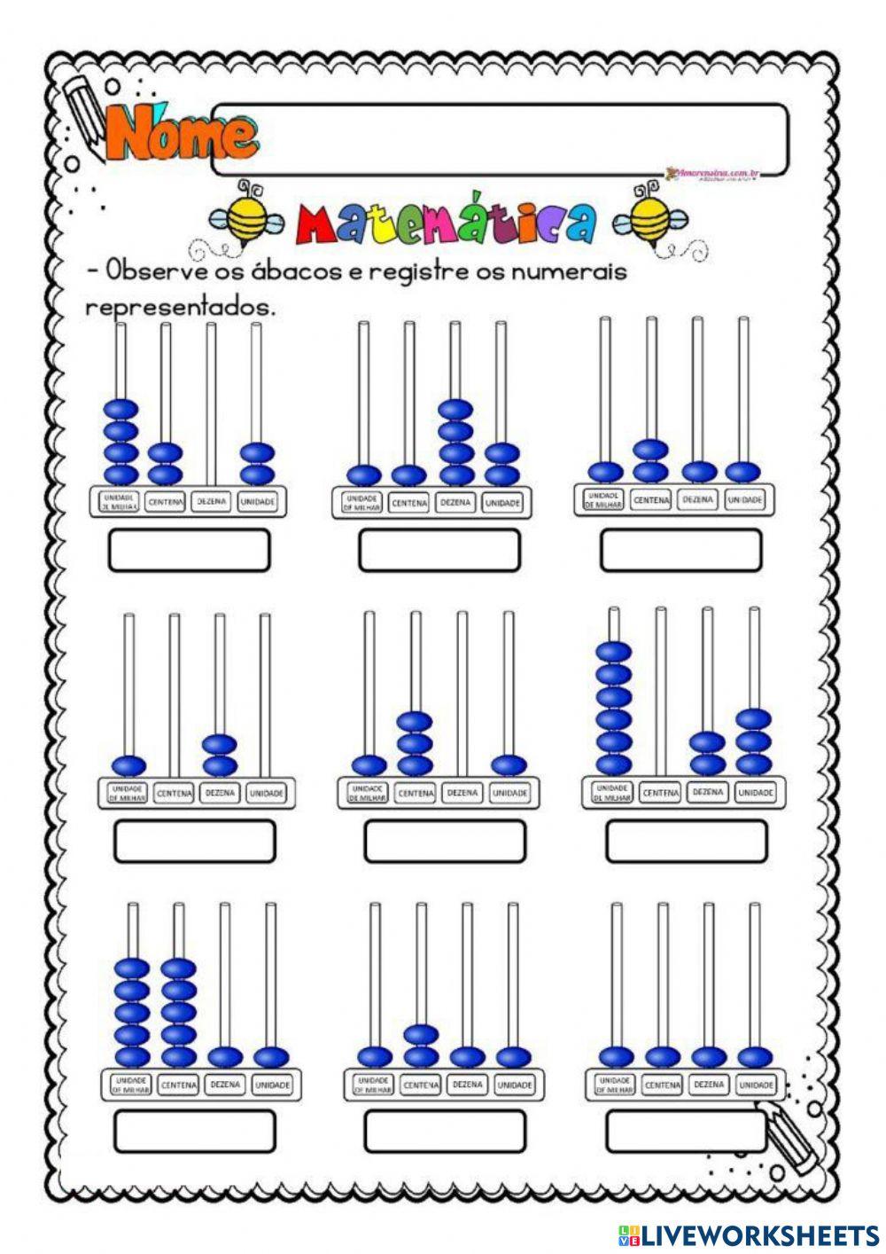 Composição de numerais - Ábaco