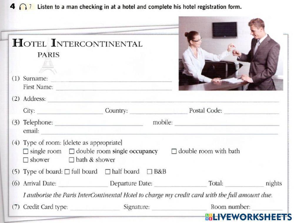 Hotel registration form