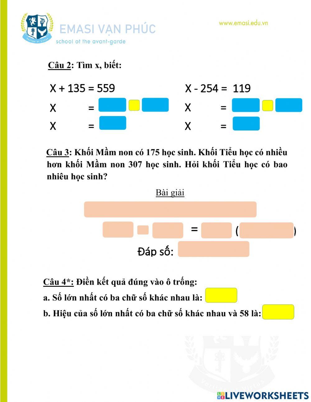 Phiếu kiểm tra tuần 2 lớp 3