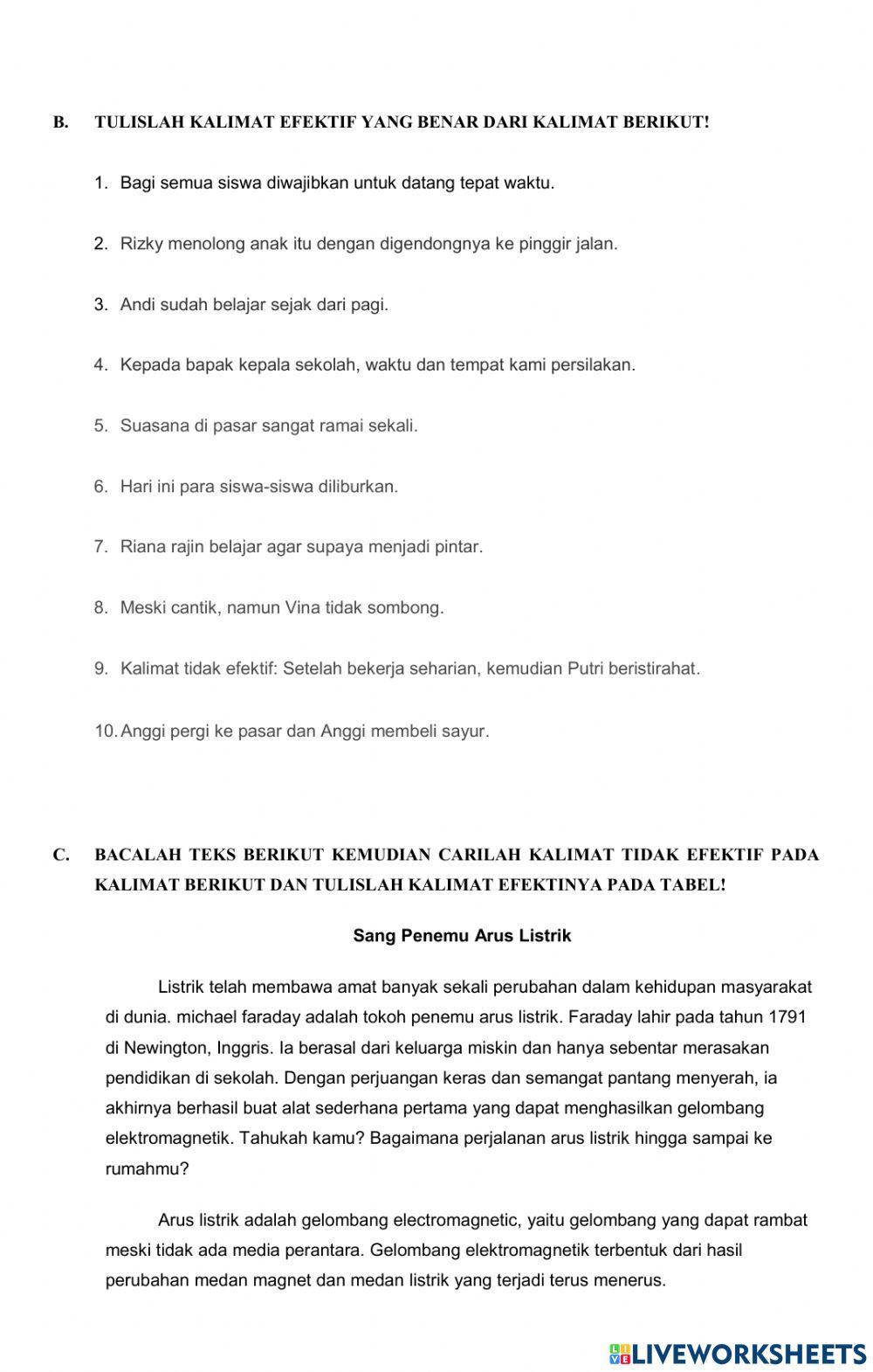 Soal kalimat efektif dari teks eksplanasi