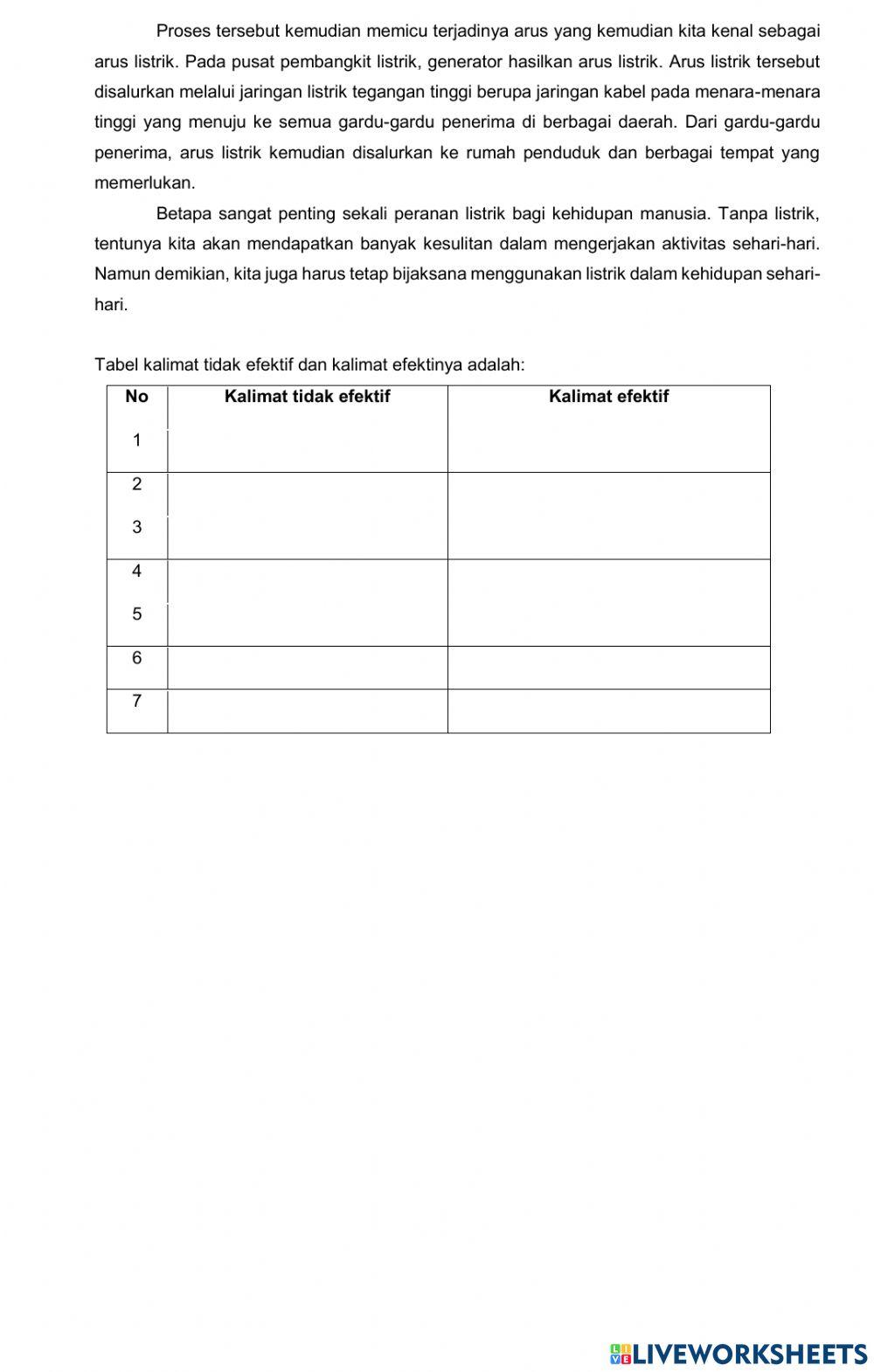 Soal kalimat efektif dari teks eksplanasi