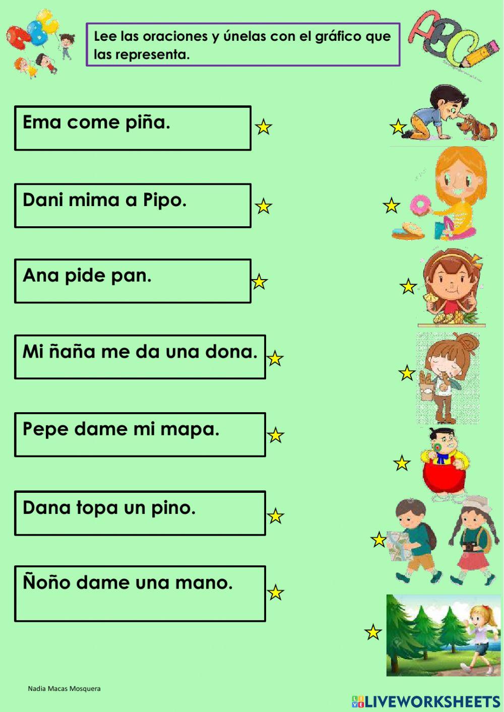 Lectura de oraciones.