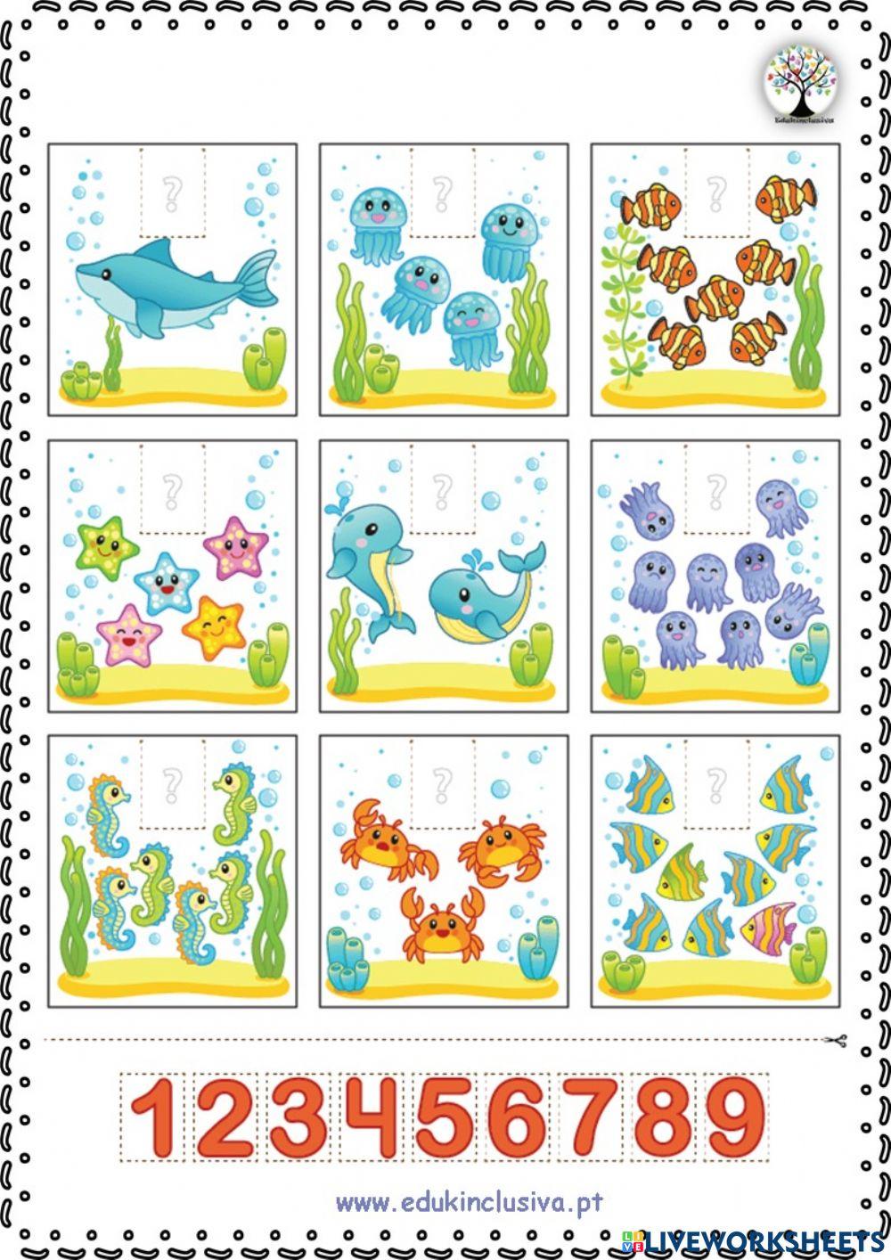 Jogo interativo - Números no mar - 1 ao 9