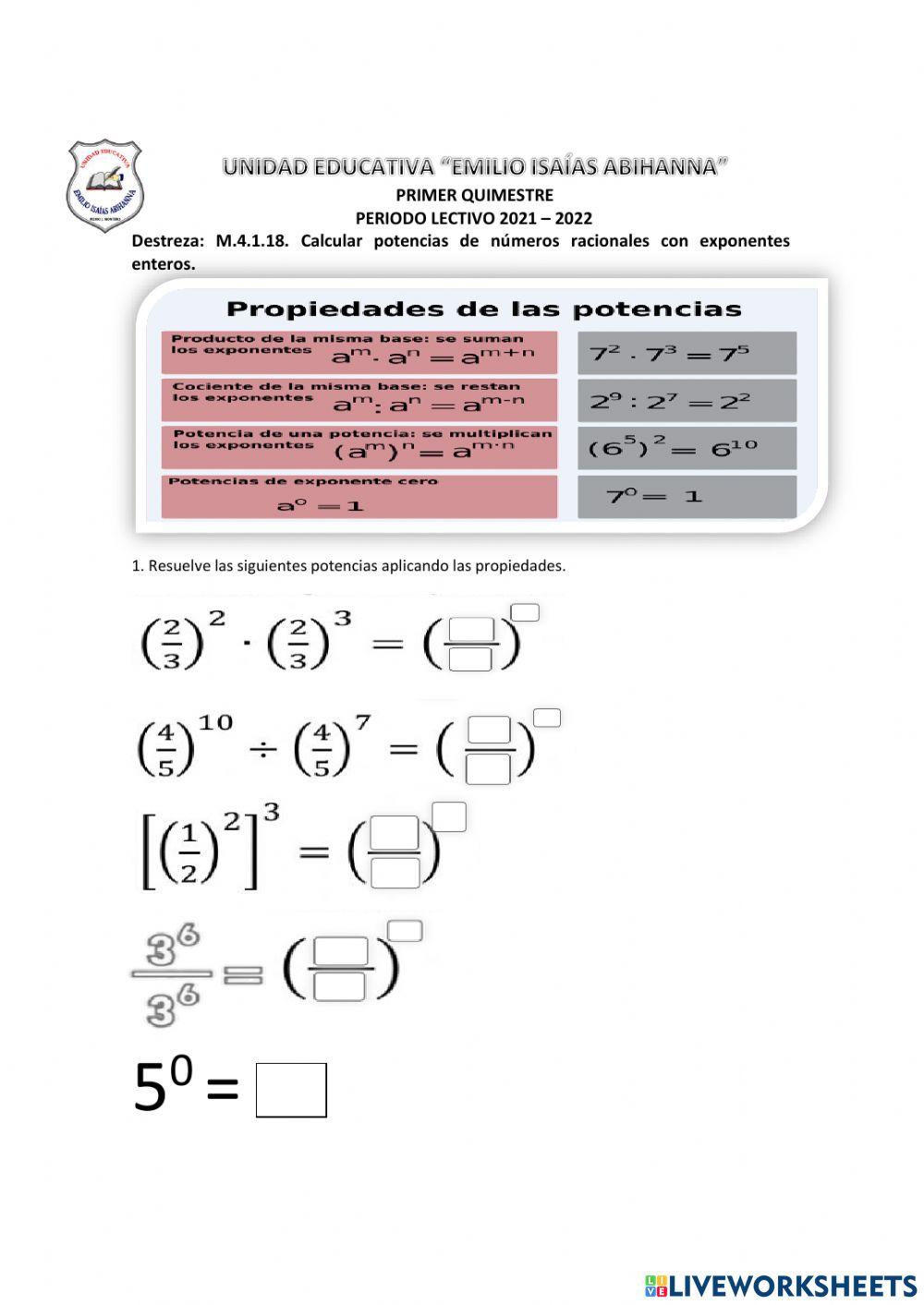 Propiedades de la potencia