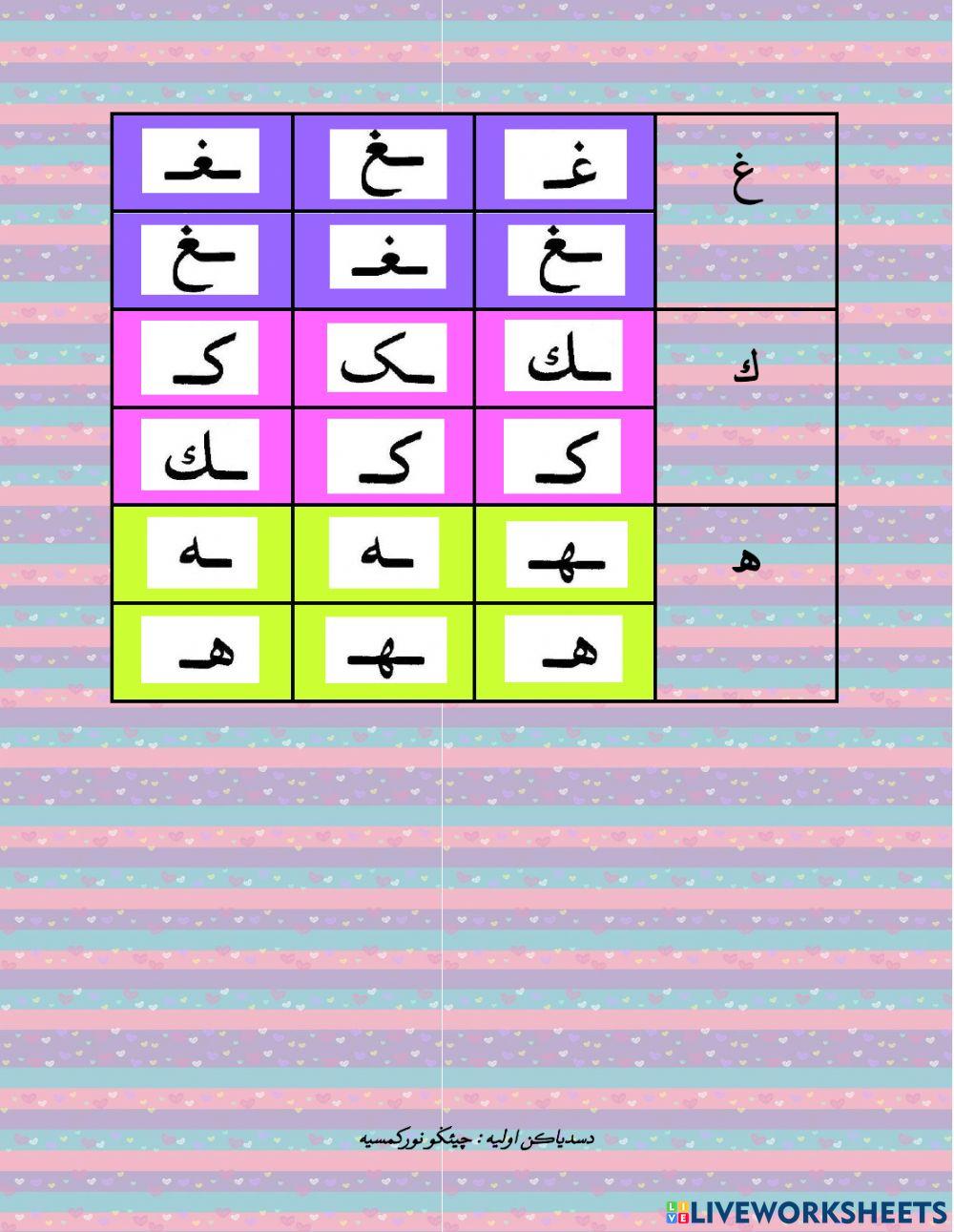 Huruf Di Pangkal, Dit engah dan Di hujung