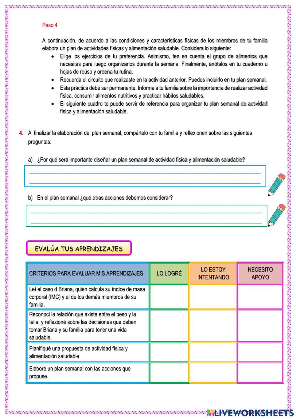 Elaboramos una propuesta de plan semanal.