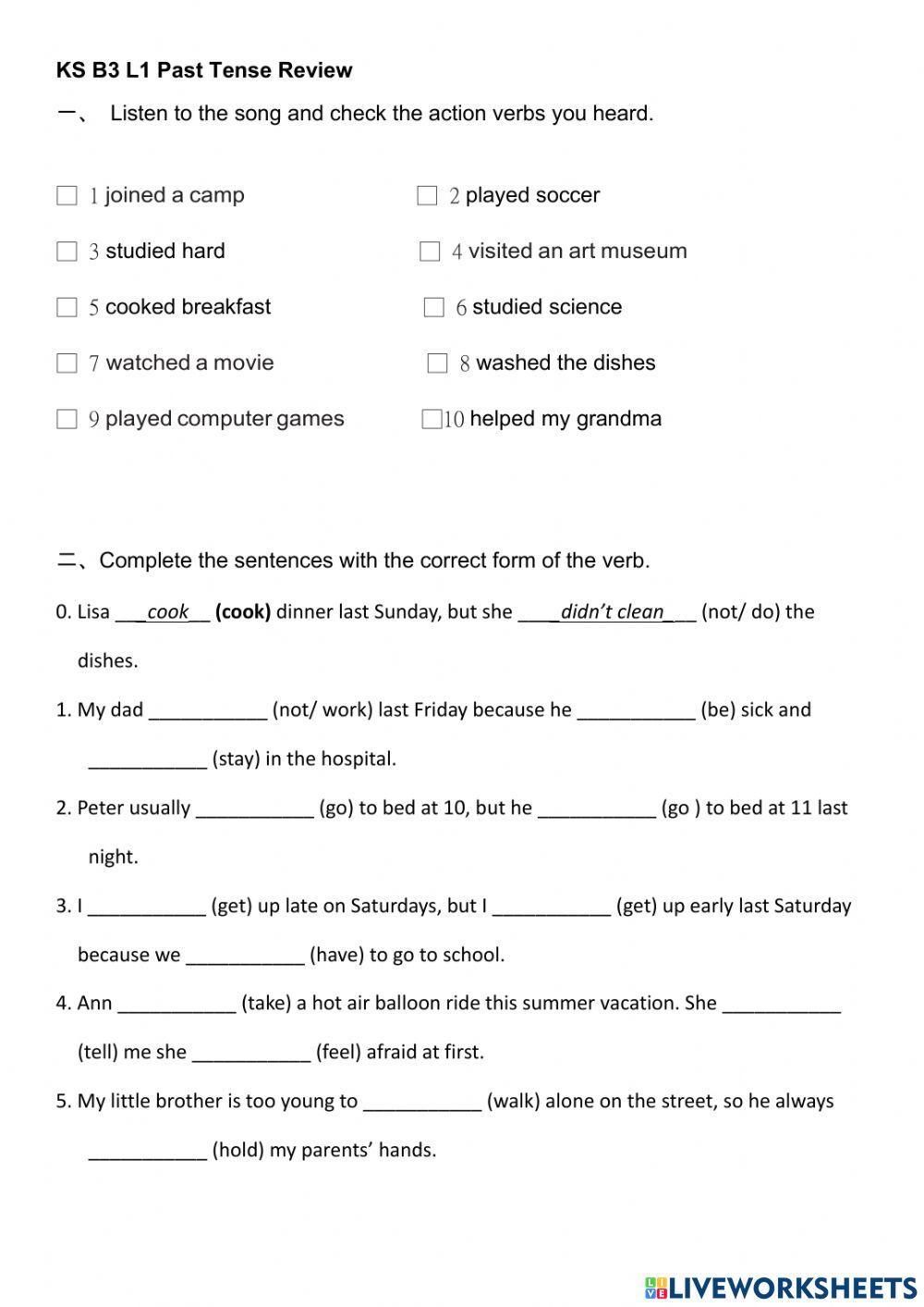 KS B3 L1 Past Tense Review