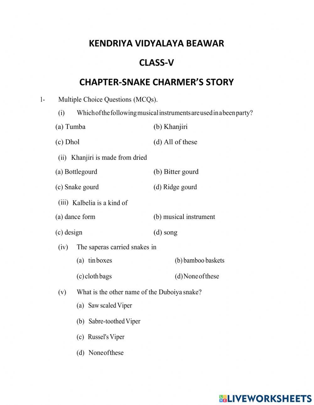 Snake charmer's story