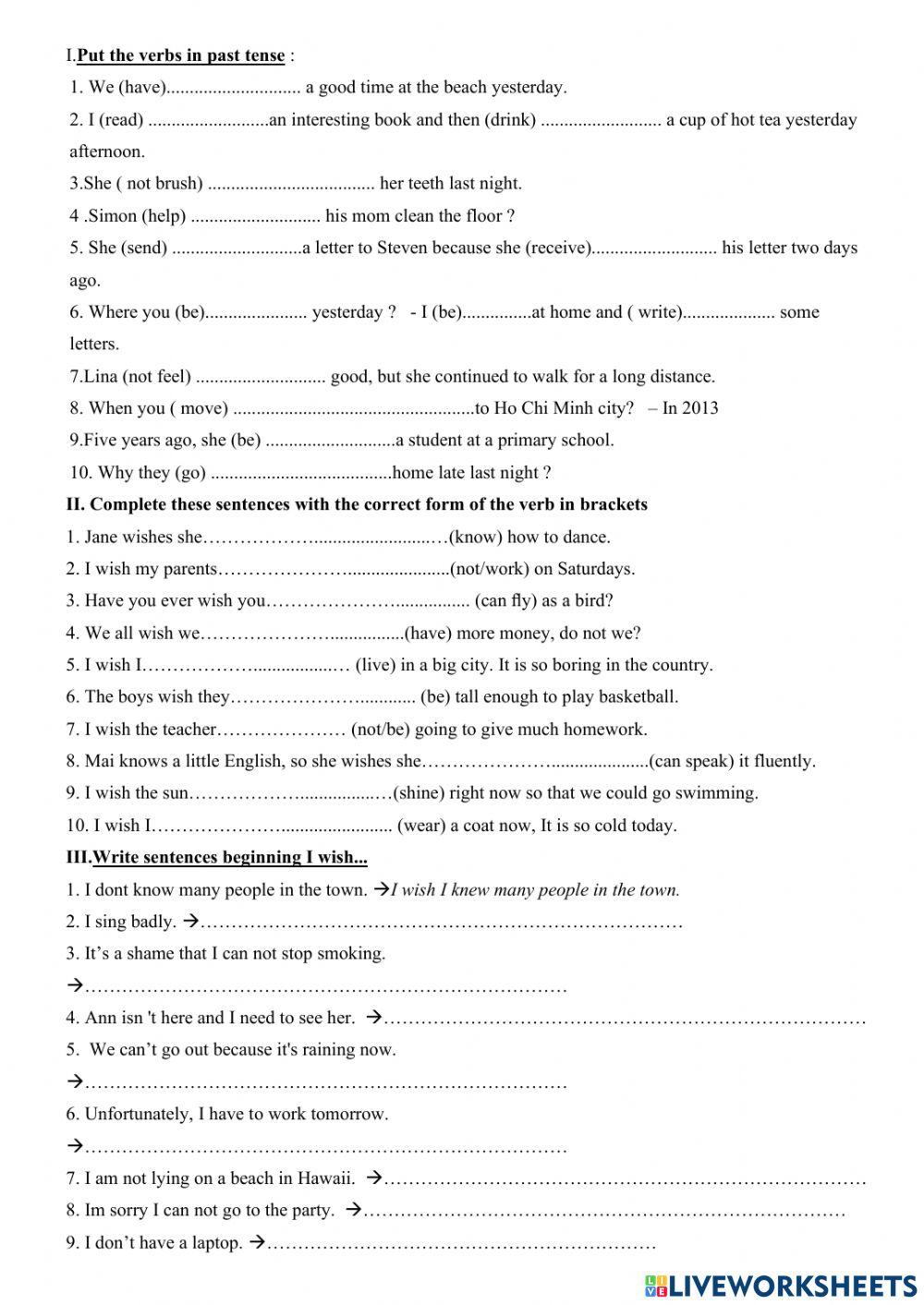 Simple past and simple past with WISH