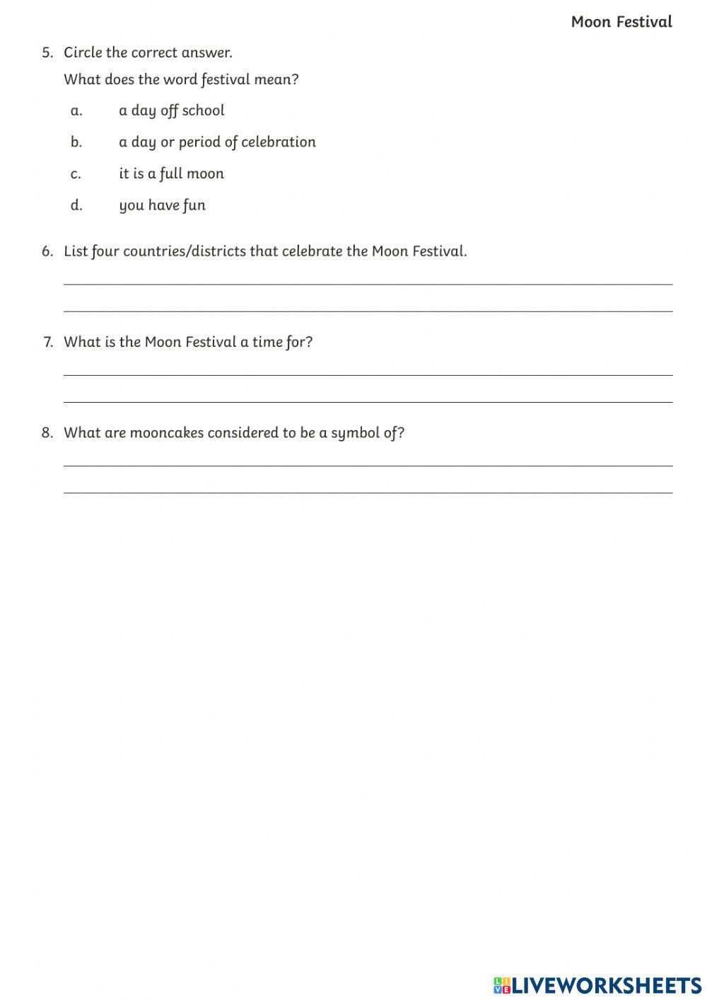 Mid-autumn festival reading