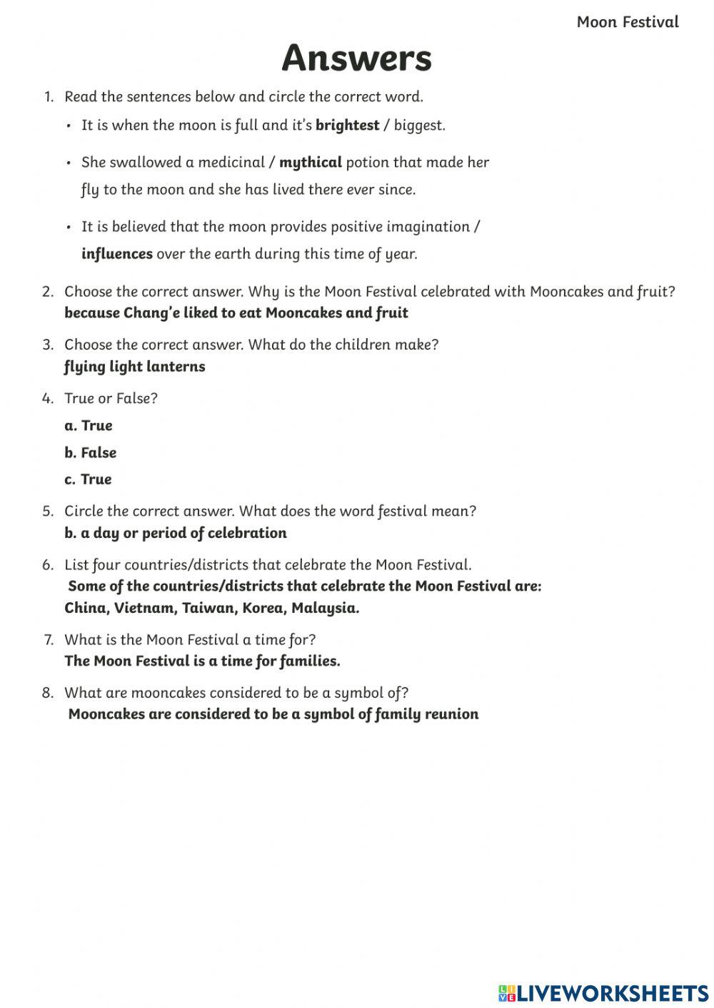 Mid-autumn festival reading