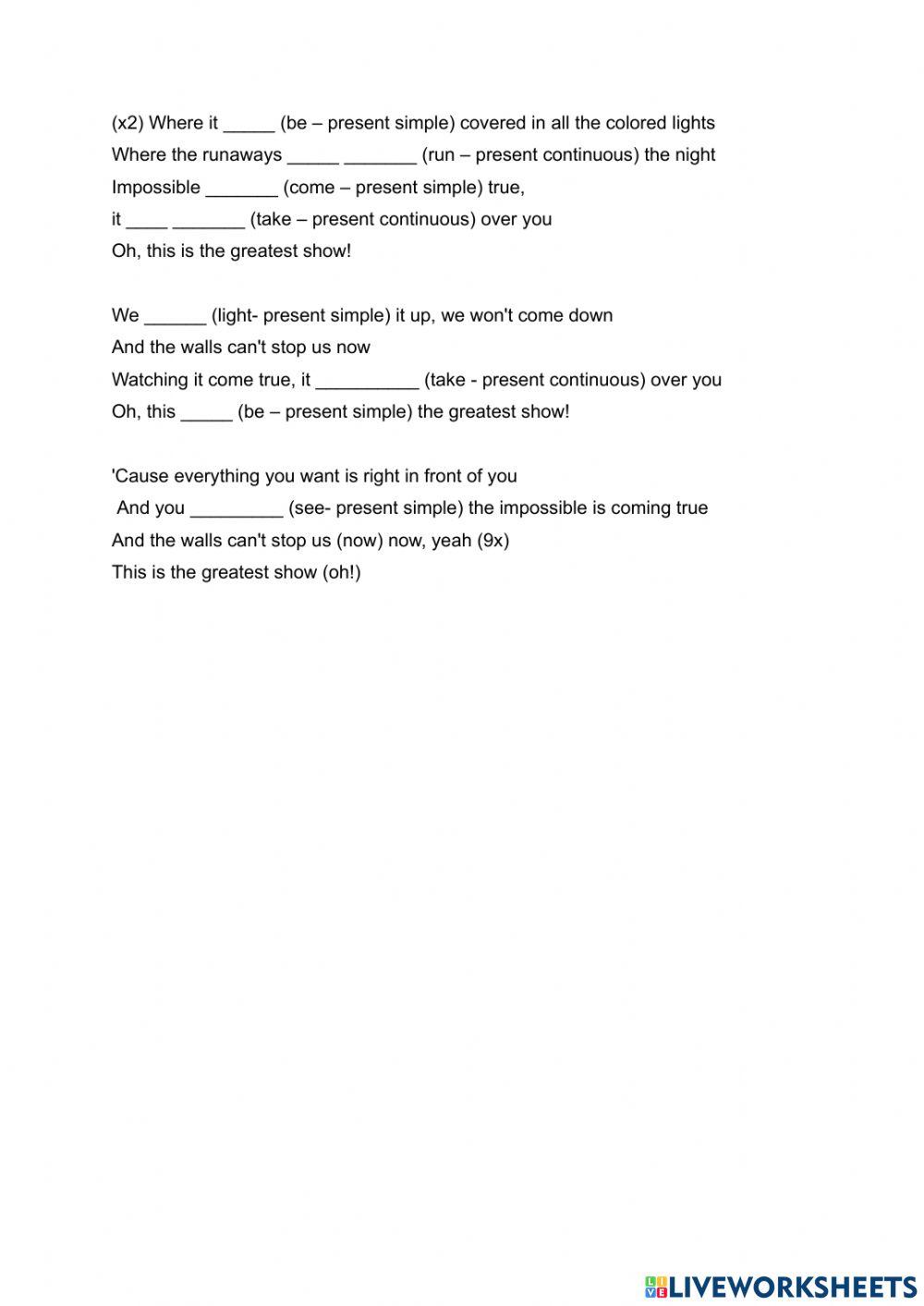 The Greatest Show (Present Simple & Present Continuous)