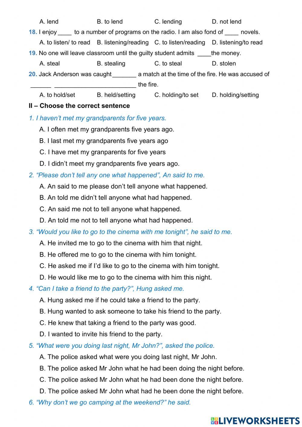 Review reported speech