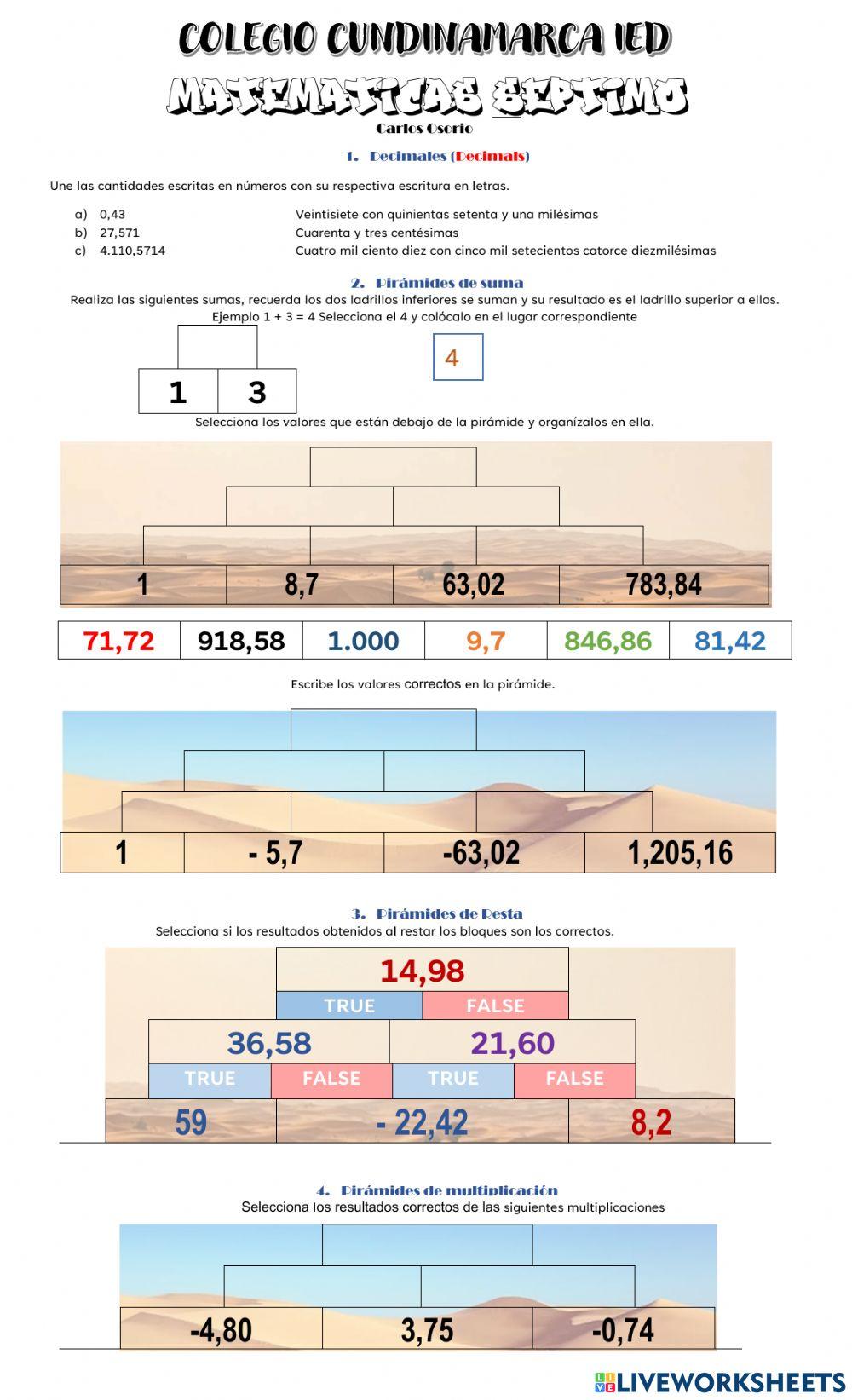 Decimales, escritura y operaciones