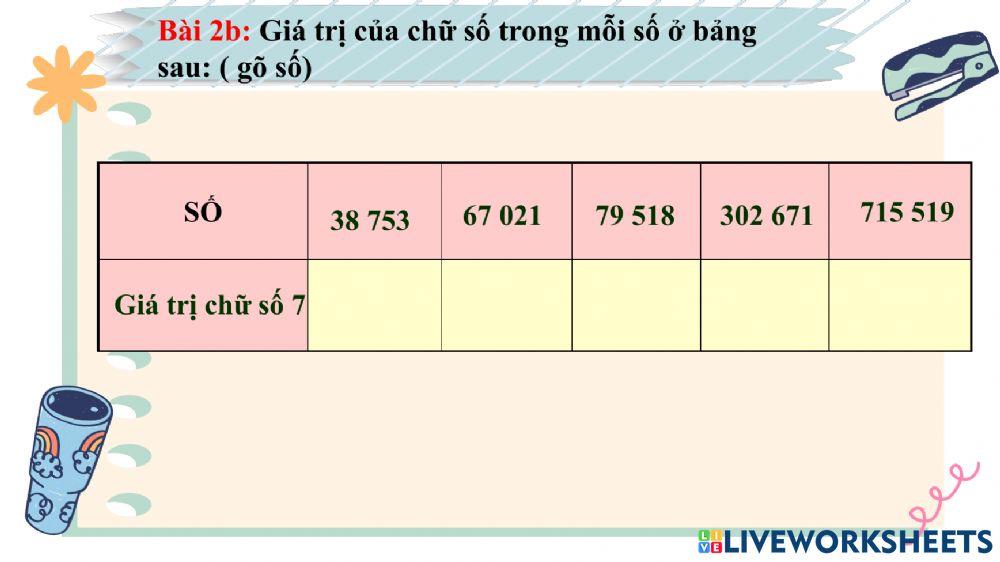 Bài 2 ( Hàng và lớp)