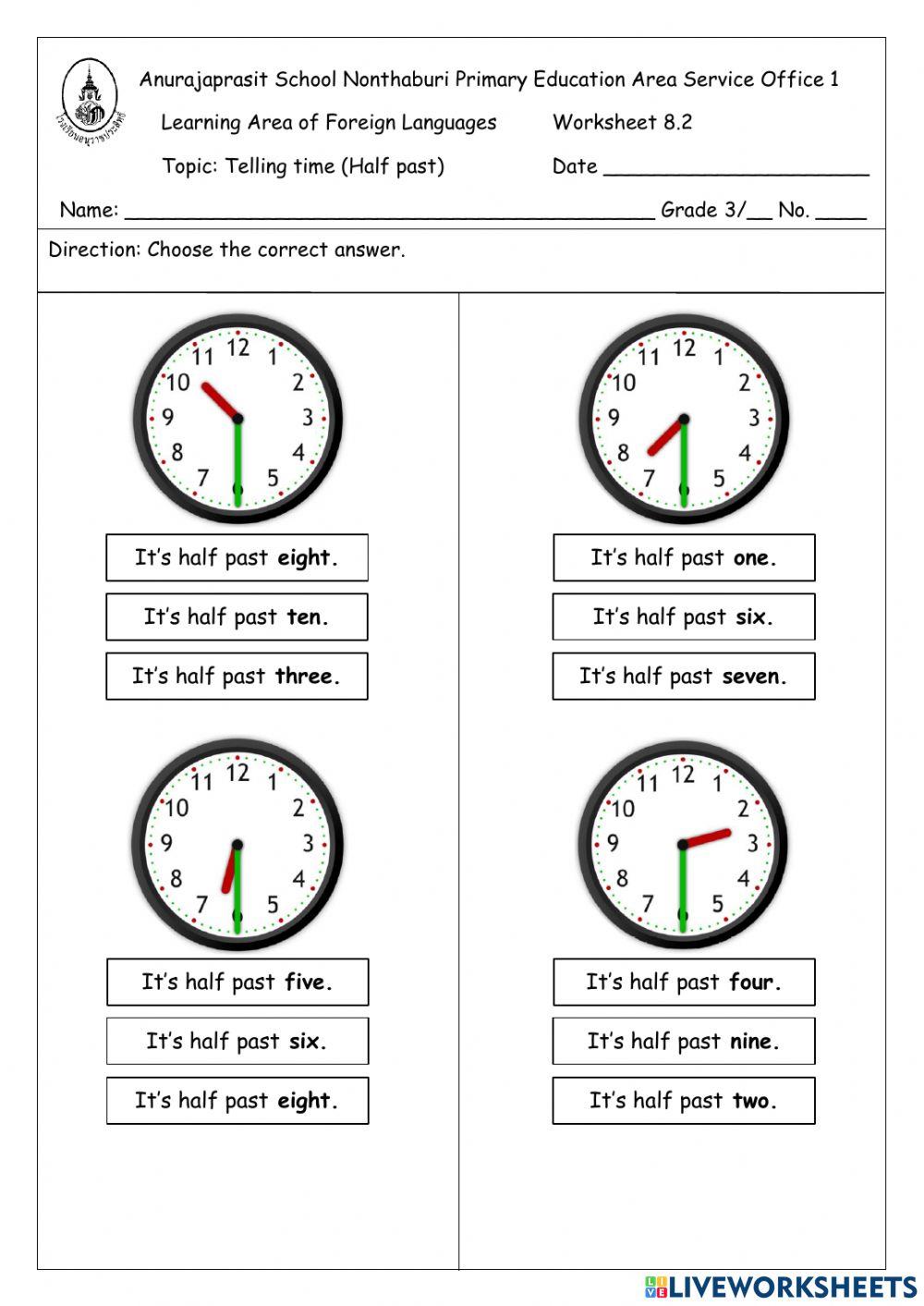 English for All 3: Telling time (Half past)