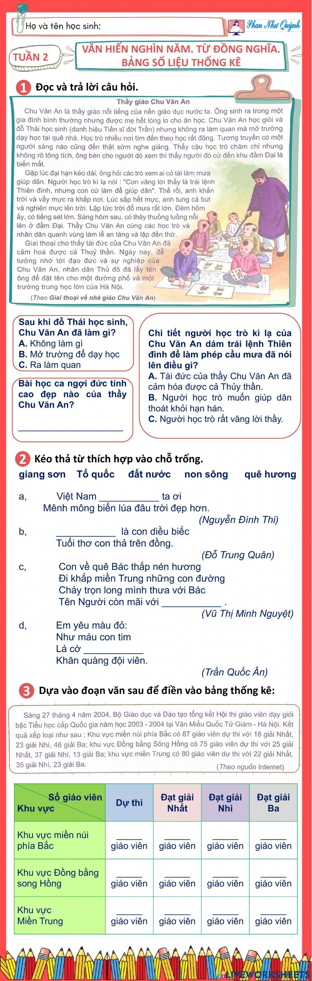 Tiếng Việt 5: Bài tập tuần 2