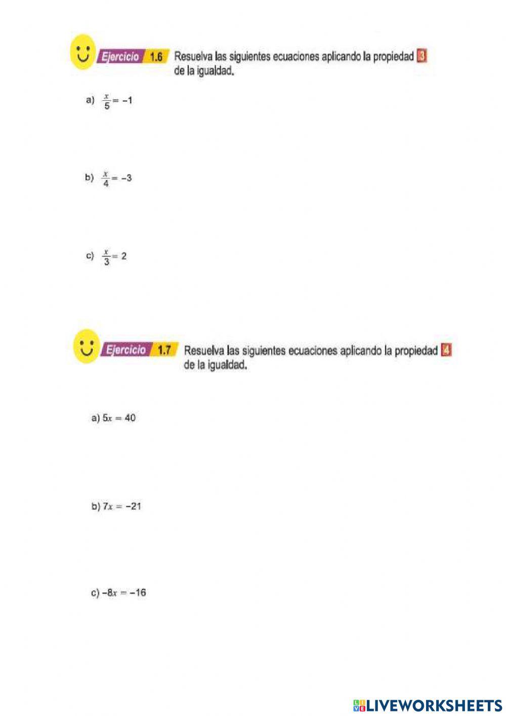 Propiedades de la igualdad